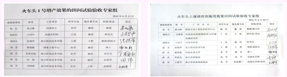 火車頭土壤調理劑增產效果的田間實驗驗收專家組
